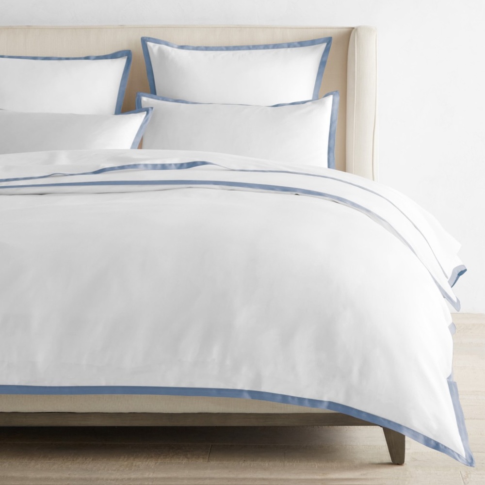 Williams Sonoma Full/Queen Chambers Heritage Duvet cover white blue cotton